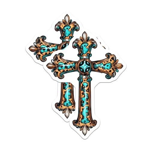 (2 Pack) Cross Design Magnets Magnets - Animal Print Cross - 5" On Longest Side - Made in USA - Sticks to Refrigerators & Metal Surfaces - MAG8728