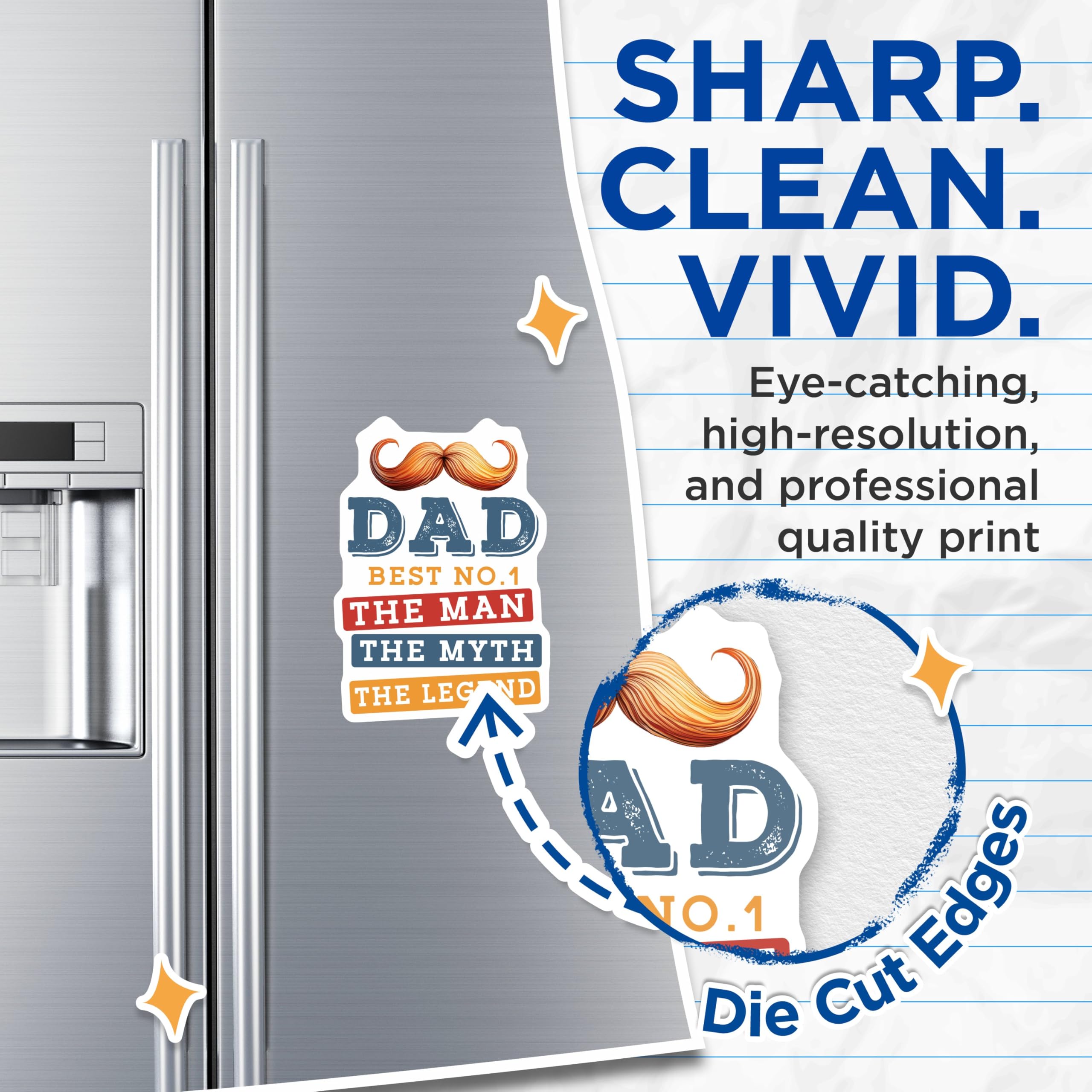 (2 Pack) Dad Best No.1 Magnets - The Man The Myth The Legend - Father's Day Magnets for Dad - 5" On Longest Side - for Cars, Fridges, Toolboxes - Made in USA - MAG3972