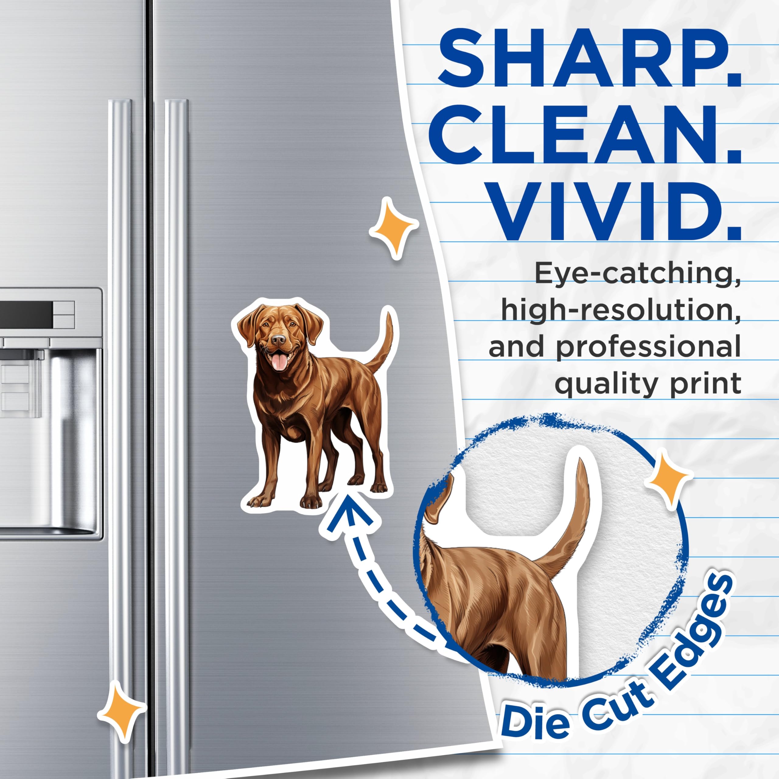 (2 Pack) Chocolate Lab Magnets - Happy Labrador Retriever Artwork - Dog Mom Kitchen Decor - Pet Parent Refrigerator Art - 5 Inches On Longest Side - Thick Durable Magnet - Made in USA - MAG25537