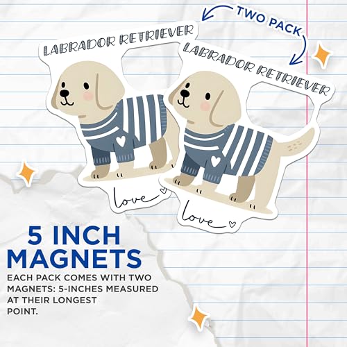 (2 Pack) Labrador Retriever Magnets - Dog Lover Decorations - Cute Animal Magnets for Home or Office Decor - 5" On Longest Side - for Cars, Fridges, Toolboxes - Made in USA - MAG7305