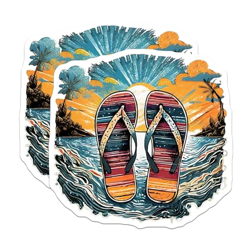 (2 Pack) Beach Flip Flop Magnets Magnets - Tropical Summer - Vacation Decor - 5" On Longest Side - Made in USA - Sticks to Refrigerators & Metal Surfaces - MAG9314