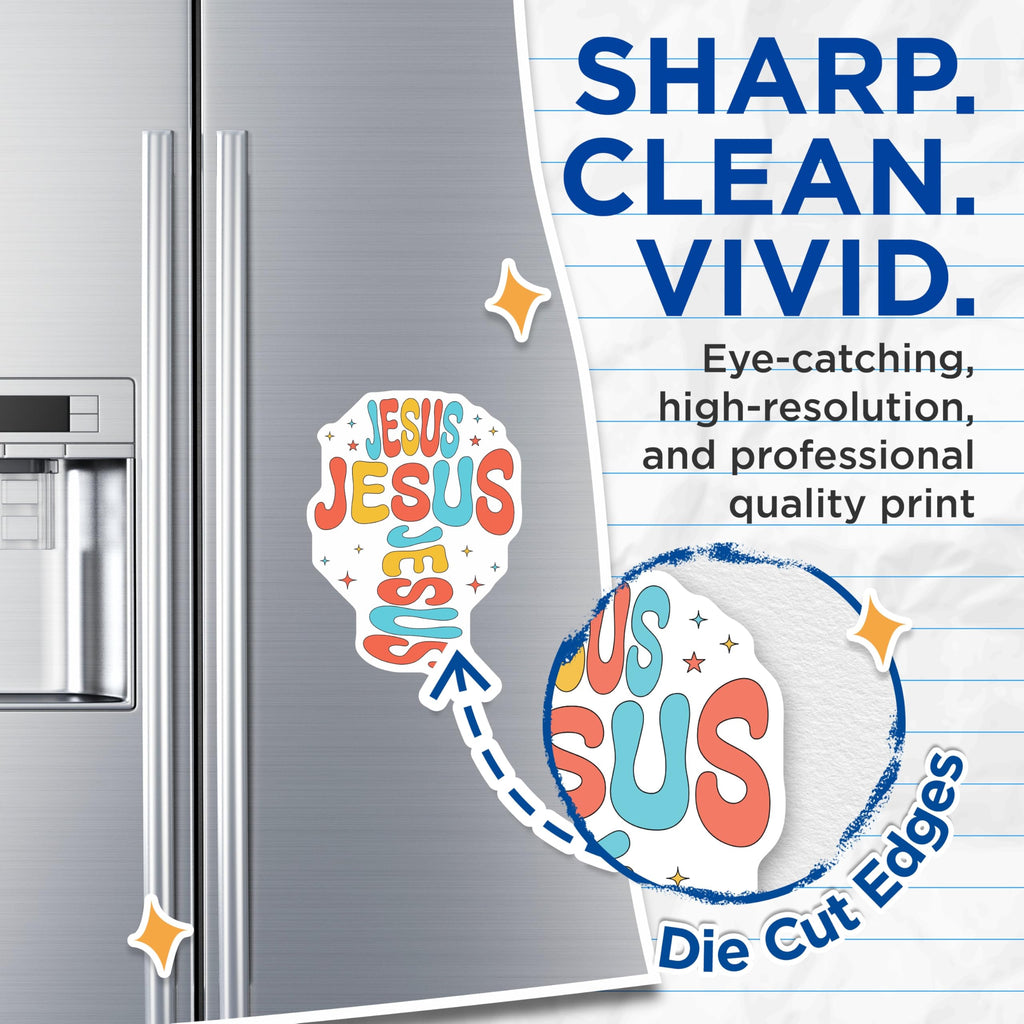 (2 Pack) Jesus Magnets - Retro Christian Decor - Groovy Faith Magnets - Spiritual Refrigerator Decor - Religious Aesthetic - 5 Inches On Longest Side - Thick Durable Magnet - Made in USA - MAG25830
