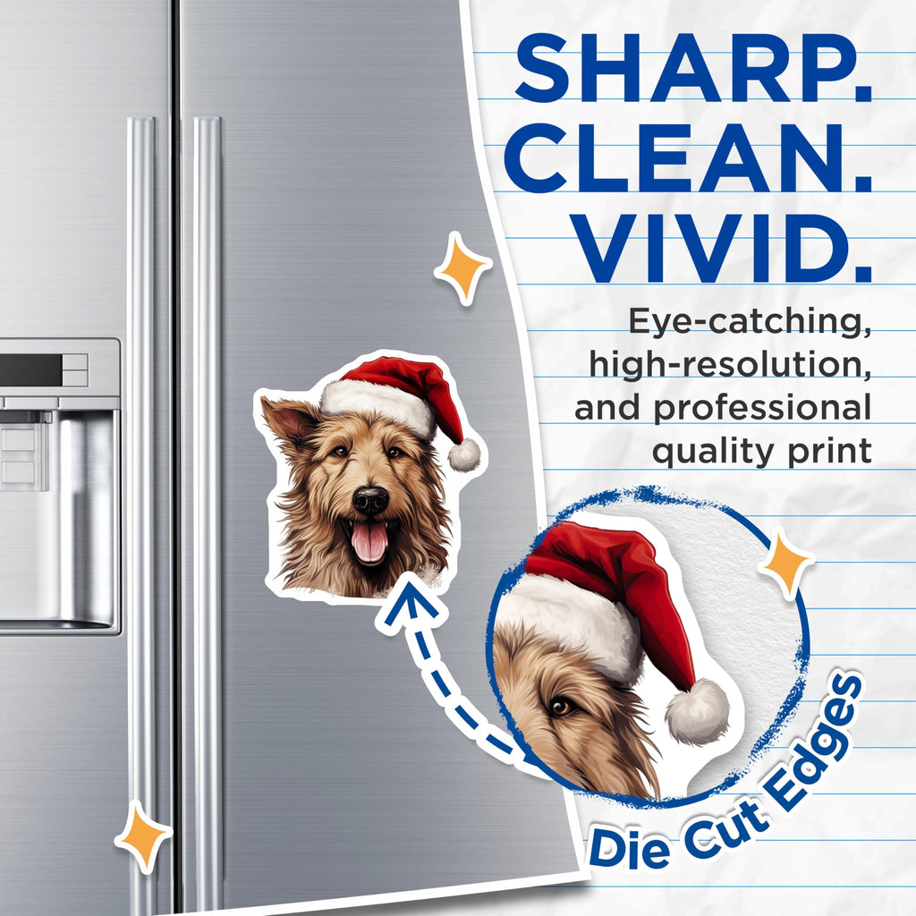 (2 Pack) Santa Dog Christmas Magnets - Happy Pet Lover - Holiday Season Decor - 5 Inches On Longest Side - Thick Durable Magnet - Made in USA - MAG30726