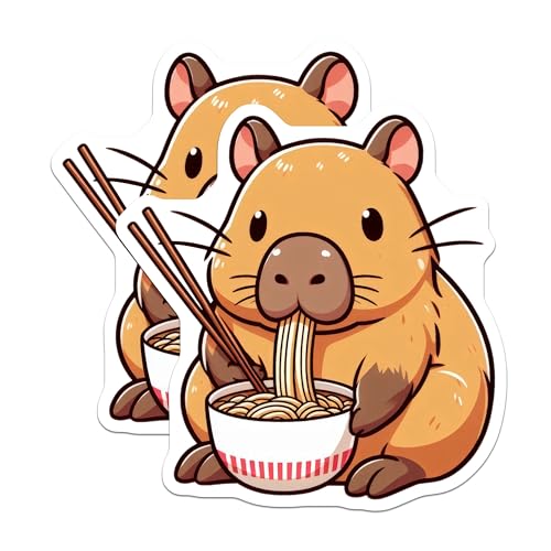 (2 Pack) Cartoon Capybara Illustration Magnet - Kitchen Decor - Cute Animal Art - 5" On Longest Side - Sticks to Smooth Flat Surfaces - Made in USA - MAG9906