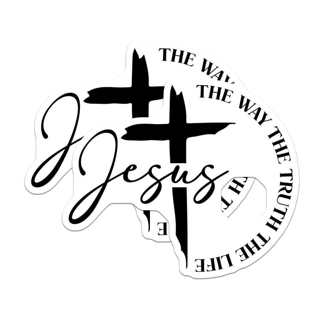(2 Pack) Christian Faith Magnets - Jesus The Way The Truth The Life - Scripture Devotional Decor - 5 Inches On Longest Side - Thick Durable Magnet - Made in USA - MAG30645