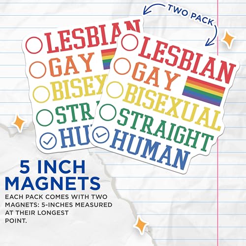 (2 Pack) LGBTQ Pride Magnets - Equality Magnets - Inspirational LGBTQ Quotes - 5" On Longest Side - for Cars, Fridges, Toolboxes - Made in USA - MAG4125