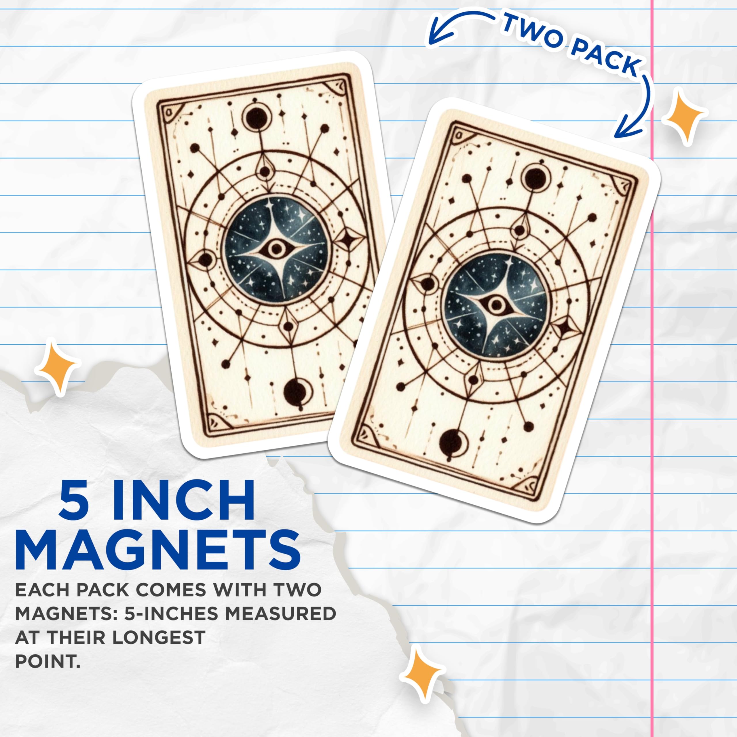 (2 Pack) Celestial Eye Magnets - Cosmic Tarot Art - Mystical Refrigerator Magnets - 5" On Longest Side - Premium Magnet - for Cars, Refrigerators, Toolboxes, Lockers - Made in USA - MAG14240