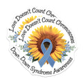 (2 Pack) Down Syndrome Awareness Magnets - Love Doesn't Count Chromosomes - Sunflower Blue Ribbon Support - 5 Inches On Longest Side - Thick Durable Magnet - Made in USA - MAG38472