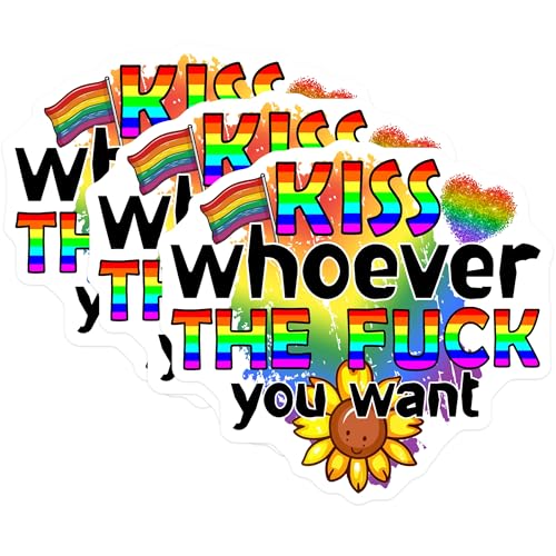 (3 Pack) Kiss Whoever Decals - LGBT Decal - Pride Decal - 3 Inches On Longest Side - Easy Peel & Apply - Made in USA - 3MCS7955
