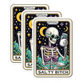 (3 Pack) Salty Skeleton Decals - Funny Skeleton - Sarcastic Humor Decal - 3 Inches On Longest Side - Easy Peel & Apply - Made in USA - 3MCS4002
