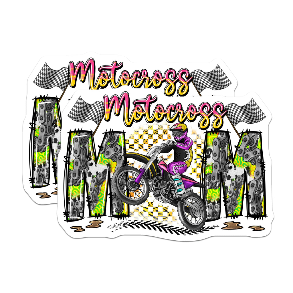 (2 Pack) Motocross Rider Magnets - Dirt Bike Racing Art - Extreme Sport Vehicle Decor - 5 Inches On Longest Side - Thick Durable Magnet - Made in USA - MAG23668