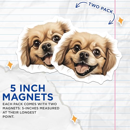 (2 Pack) Adorable Puppy Fridge Dec Magnet - Animal Lover Car Decal - 5" On Longest Side - Sticks to Smooth Flat Surfaces - Made in USA - MAG10326