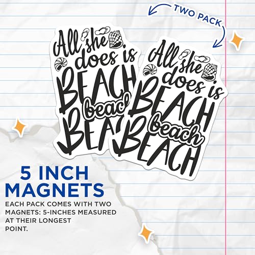 (2 Pack) Beach Quotes Magnets Magnets - Beach Decor - 5" On Longest Side - Made in USA - Sticks to Refrigerators & Metal Surfaces - MAG8500
