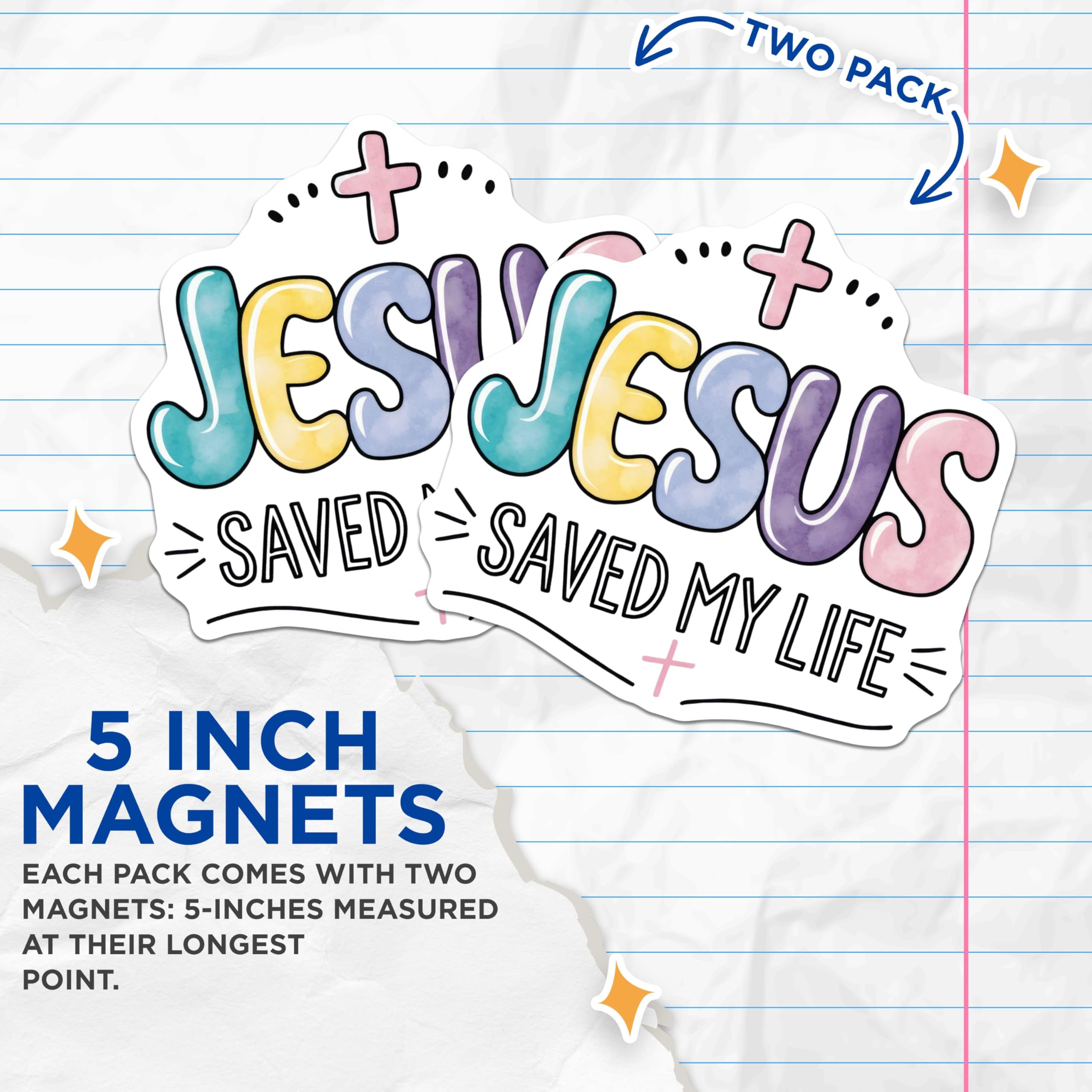 (2 Pack) Jesus Magnets - Religious Decor - Inspirational Refrigerator Magnets - 5" On Longest Side - Premium Magnet - for Cars, Refrigerators, Toolboxes, Lockers - Made in USA - MAG15033