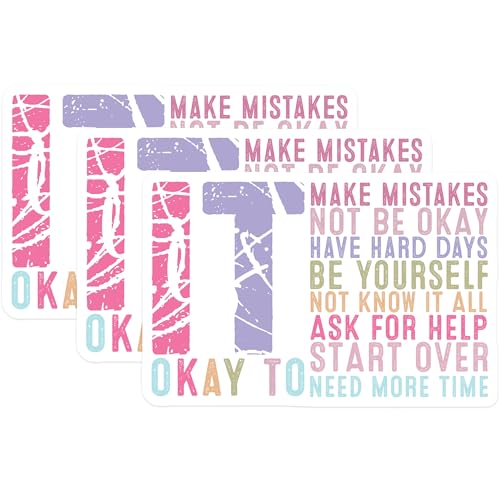 (3 Pack) It's Okay to Decals - Positive Affirmations - Inspirational Laptop Decals - 3 Inches On Longest Side - Easy Peel & Apply - Made in USA - 3MCS1862