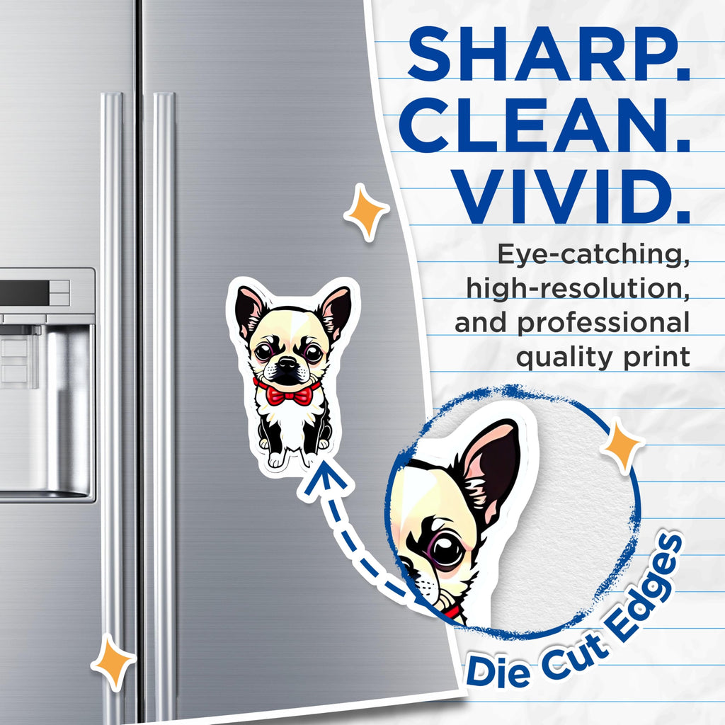 (2 Pack) Chihuahua Magnets - Adorable Puppy Pet Lover Decor - Cute Bowtie Dog Refrigerator Accessory - Canine Enthusiast Item - 5 Inches On Longest Side - Thick Durable Magnet - Made in USA - MAG21313