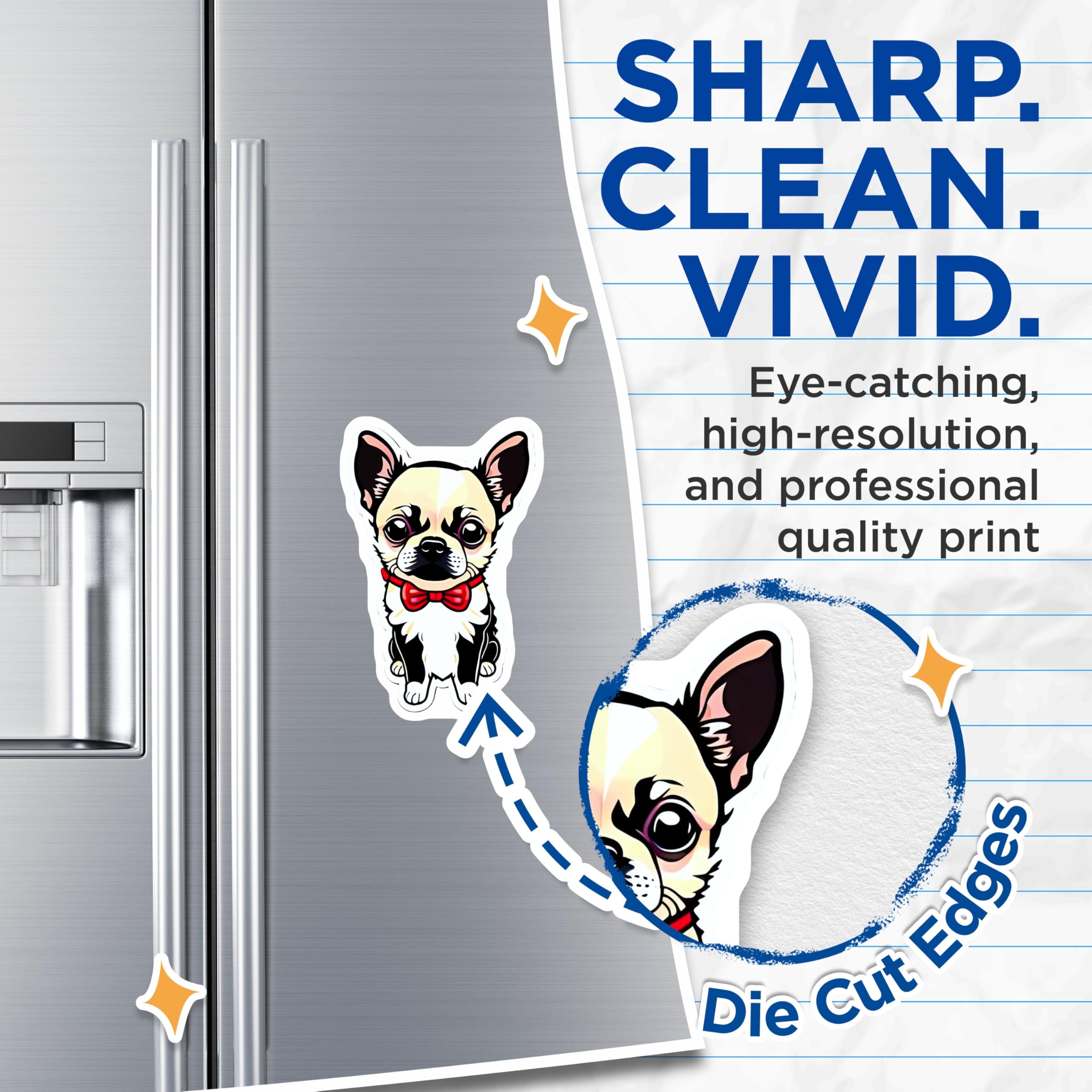 (2 Pack) Chihuahua Magnets - Adorable Puppy Pet Lover Decor - Cute Bowtie Dog Refrigerator Accessory - Canine Enthusiast Item - 5 Inches On Longest Side - Thick Durable Magnet - Made in USA - MAG21313