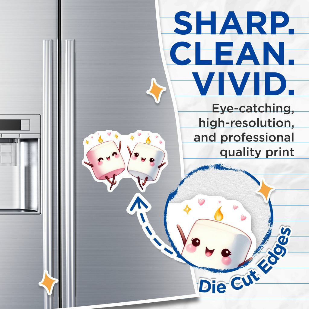 (2 Pack) Adorable Kawaii Marshmallow Couple Magnets - Sweet Smores Treat Decor - Valentine Fridge Accessory - 5 Inches On Longest Side - Thick Durable Magnet - Made in USA - MAG39939