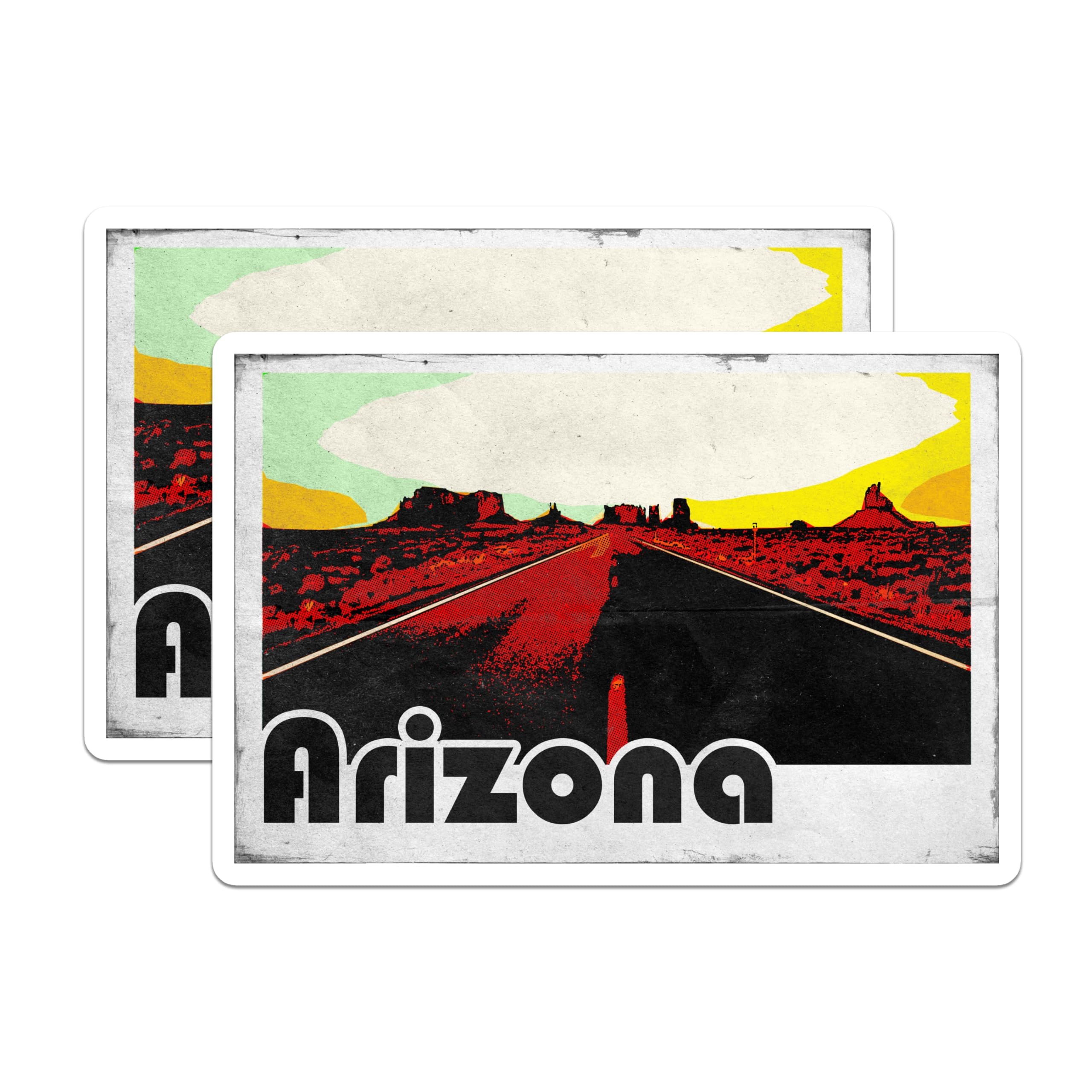 (2 Pack) Arizona Magnets - Desert Landscape Road Trip - Southwestern State Decor - 5 Inches On Longest Side - Thick Durable Magnet - Made in USA - MAG19072