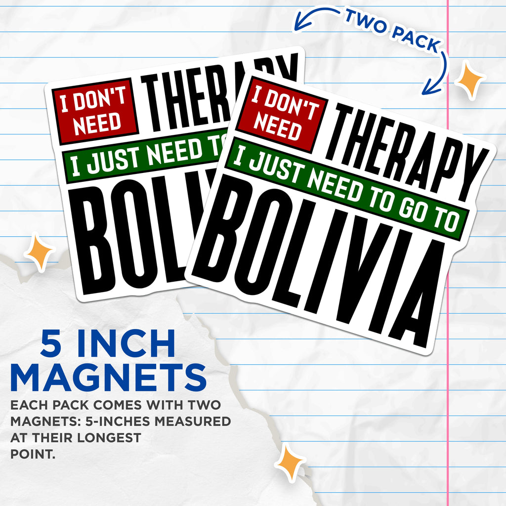 (2 Pack) Bolivia Travel Magnets - Funny Wanderlust Adventure Magnets - Fridge Souvenir Decor - 5 Inches On Longest Side - Thick Durable Magnet - Made in USA - MAG36336