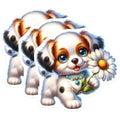 (3 Pack) Cute Puppy Decals - Flower Dog - Laptop Decals - 3 Inches On Longest Side - Easy Peel & Apply - Made in USA - 3MCS8159