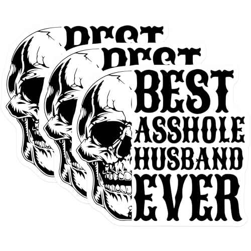 (3 Pack) Best A Hole Husband Ever Decals - Skull Husband - Funny Husband Decal - 3 Inches On Longest Side - Easy Peel & Apply - Made in USA - 3MCS4753