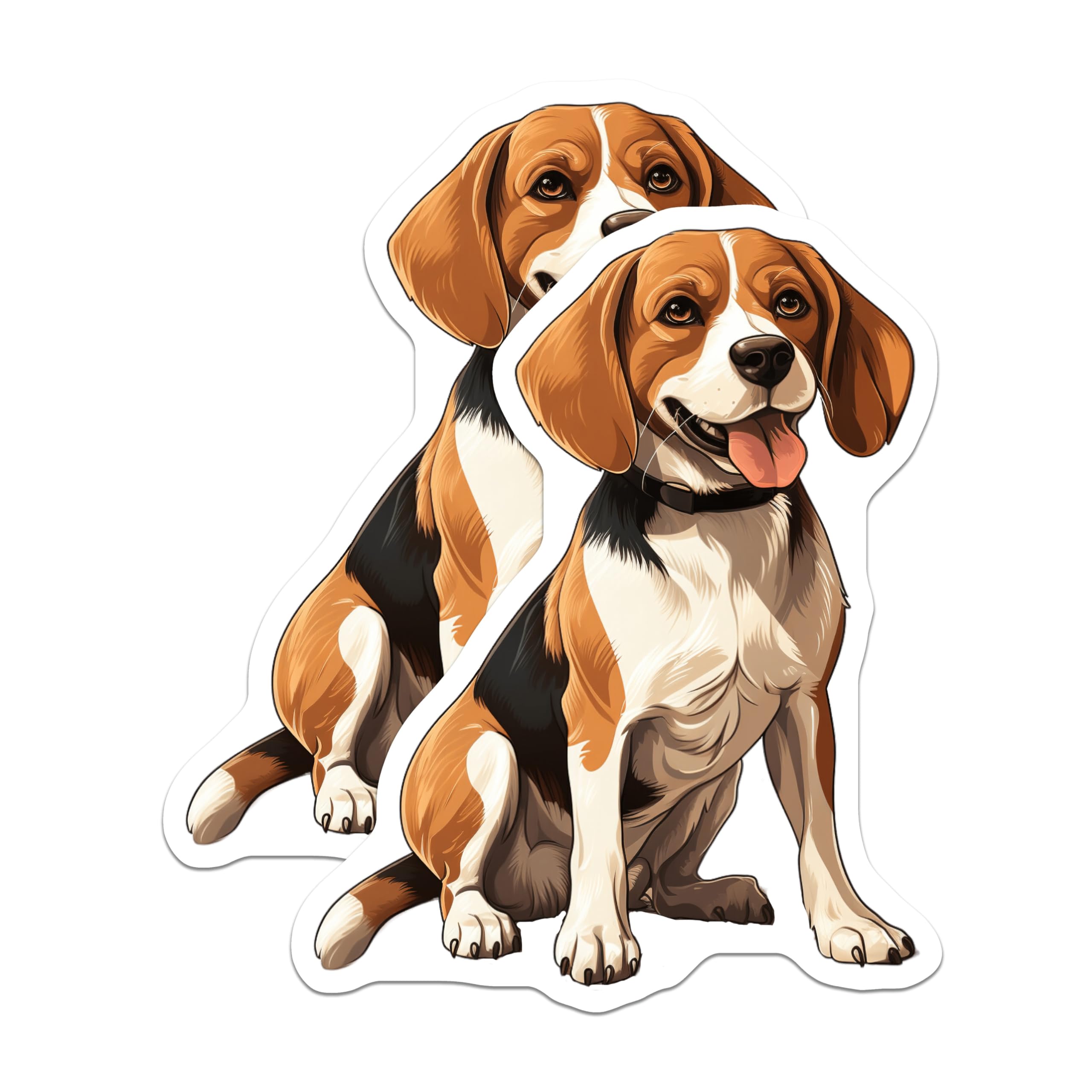 (2 Pack) Happy Beagle Dog Magnets - Cute Pet Lover - Hound Refrigerator Decor - 5 Inches On Longest Side - Thick Durable Magnet - Made in USA - MAG29709