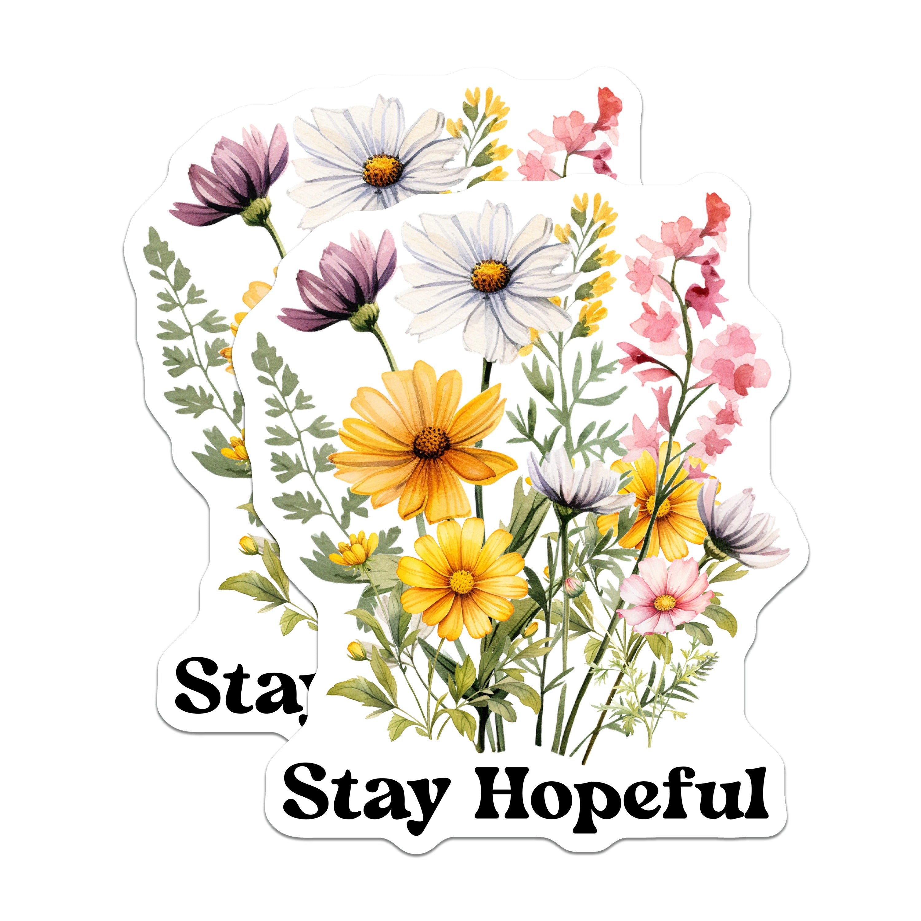 (2 Pack) Stay Hopeful Wildflower Magnets - Positive Affirmation Art - Boho Floral Decor for Refrigerator - 5 Inches On Longest Side - Thick Durable Magnet - Made in USA - MAG37048