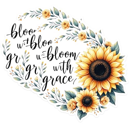 (3 Pack) Sunflower Decals - Bloom with Grace - Floral Laptop Decal - 3 Inches On Longest Side - Easy Peel & Apply - Made in USA - 3MCS1692