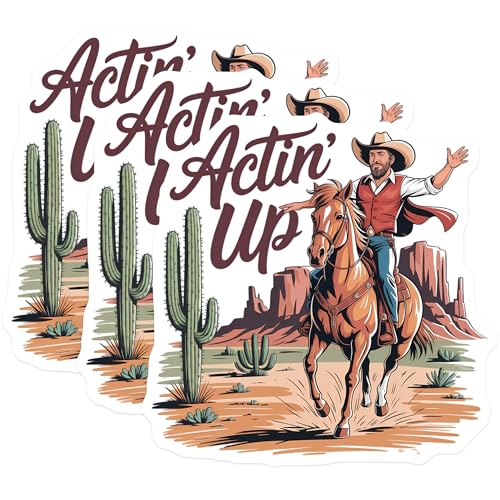 (3 Pack) Cowboy Horse Decals - Western Decor - Act Up - Laptop Decals - 3 Inches On Longest Side - Easy Peel & Apply - Made in USA - 3MCS8325