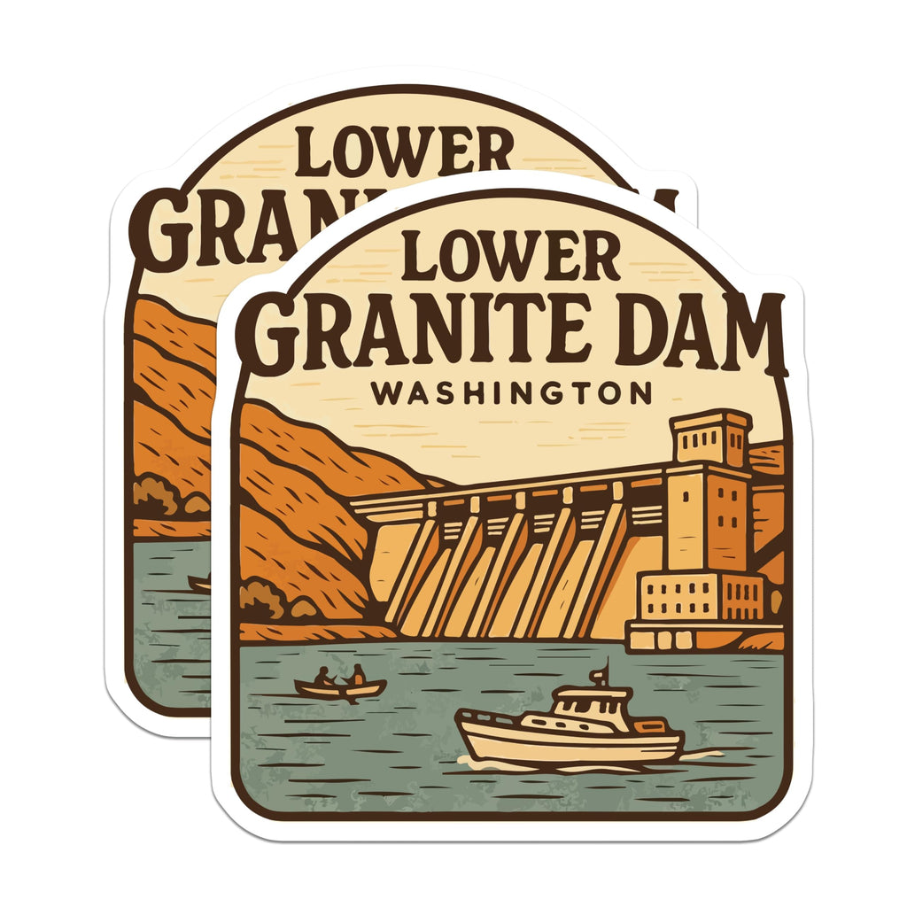 (2 Pack) Lower Granite Dam Magnets - Washington State Souvenir - Pacific Northwest Travel Keepsake - 5 Inches On Longest Side - Thick Durable Magnet - Made in USA - MAG20106