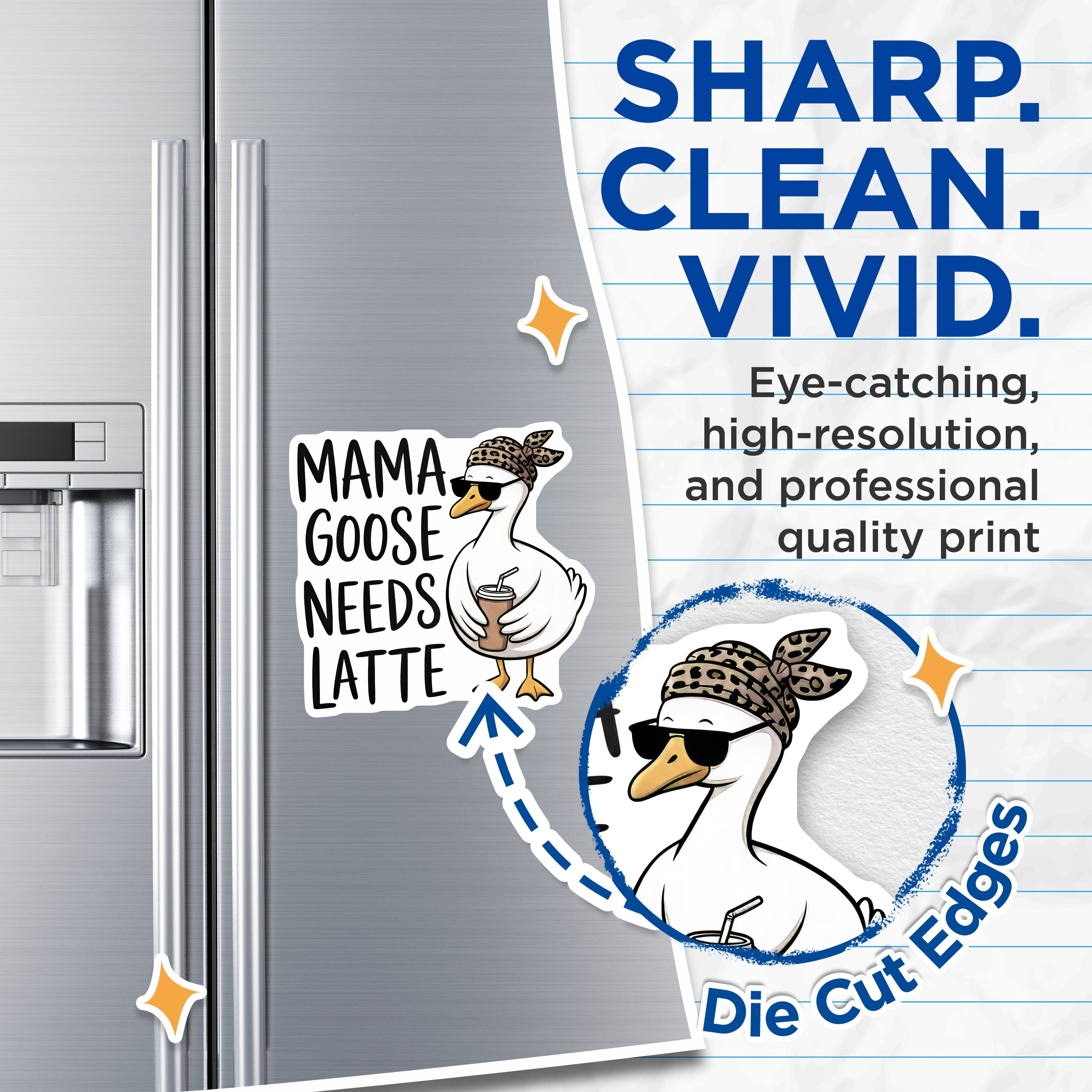 (2 Pack) Mama Goose Needs Latte Magnets - Funny Mom Life - Coffee Lover Refrigerator Decor - 5 Inches On Longest Side - Thick Durable Magnet - Made in USA - MAG37704
