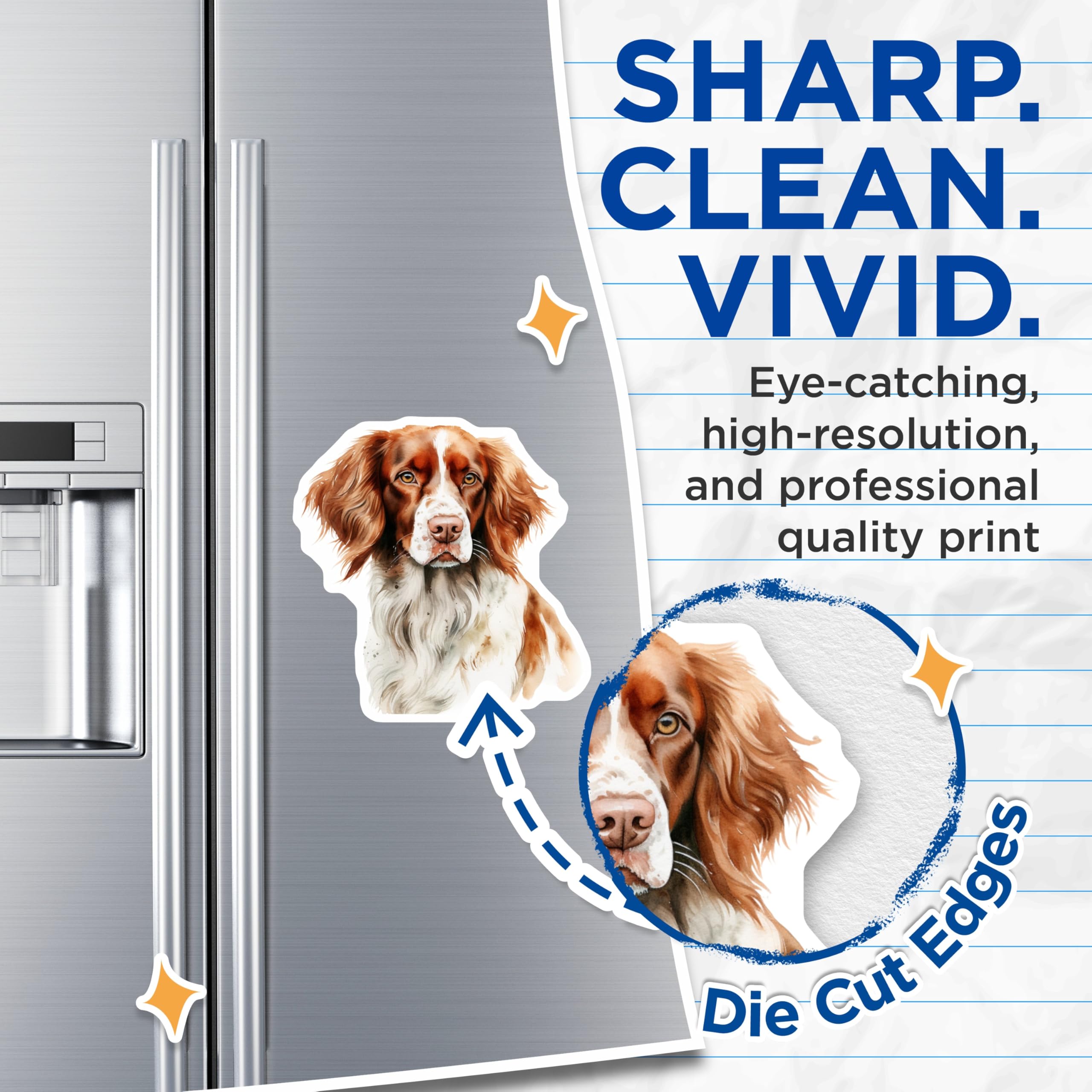(2 Pack) English Springer Spaniel Magnets - Dog Breed Art - Watercolor Pet Decor - 5 Inches On Longest Side - Thick Durable Magnet - Made in USA - MAG27142