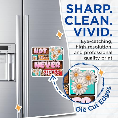 (2 Pack) Hot Mess Never Stress Magnets Magnets - 5" On Longest Side - Made in USA - Sticks to Refrigerators & Metal Surfaces - MAG8468