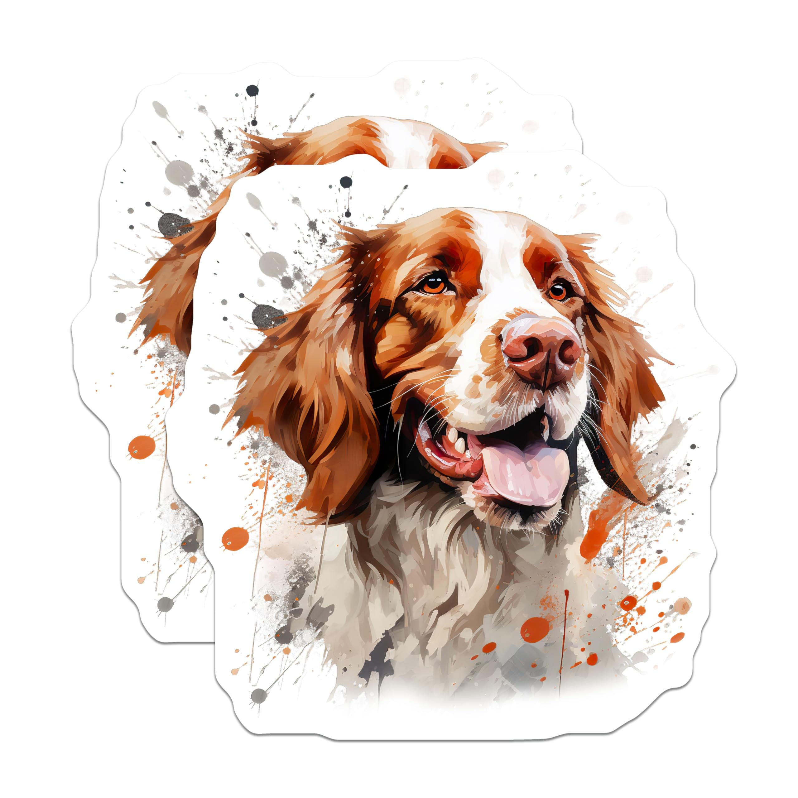 (2 Pack) Brittany Spaniel Dog Magnets - Watercolor Pet Lover Art - Happy Dog Mom Decor - 5 Inches On Longest Side - Thick Durable Magnet - Made in USA - MAG27924