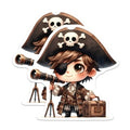 (2 Pack) Cute Pirate Stickers - Pirate Theme - Kids Room Decor Stickers - 5" On Longest Side - Sticks to Smooth Flat Surfaces - Made in USA - BMCS6512