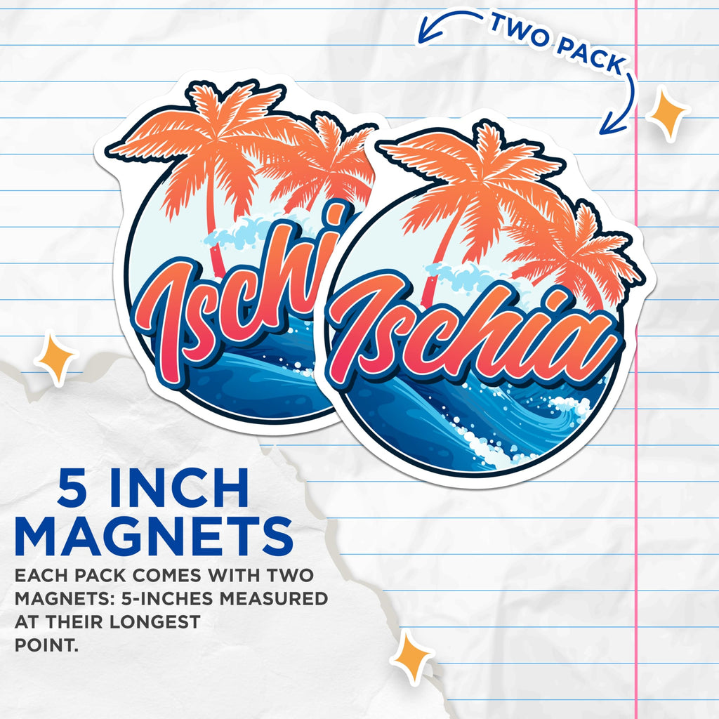 (2 Pack) Ischia Magnets - Italian Island Decor - Travel Souvenir Magnets - 5" On Longest Side - Premium Magnet - for Cars, Refrigerators, Toolboxes, Lockers - Made in USA - MAG17647