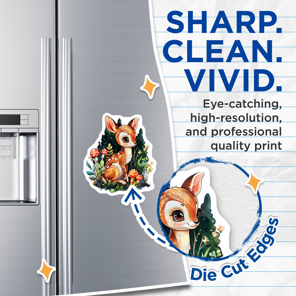 (2 Pack) Cute Deer Fawn Magnets - Whimsical Woodland Creature Decor - Enchanted Forest Aesthetic Refrigerator Art - 5 Inches On Longest Side - Thick Durable Magnet - Made in USA - MAG37739