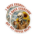 (2 Pack) I Hate Everyone Coffee Skeleton Magnets - Sarcastic Humor Art - Sunflower Lover Decor - 5 Inches On Longest Side - Thick Durable Magnet - Made in USA - MAG25474