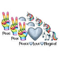 (3 Pack) Unicorn Peace Love Decals - Rainbow Peace Sign - Magical Laptop Decal - 3 Inches On Longest Side - Easy Peel & Apply - Made in USA - 3MCS6821
