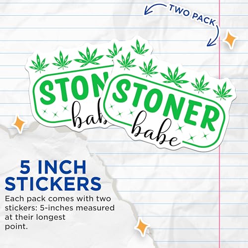 (2 Pack) Stoner Babe Stickers - 5" On Longest Side - Sticks to Smooth Flat Surfaces - Made in USA - BMCS9225 - BMCS9225
