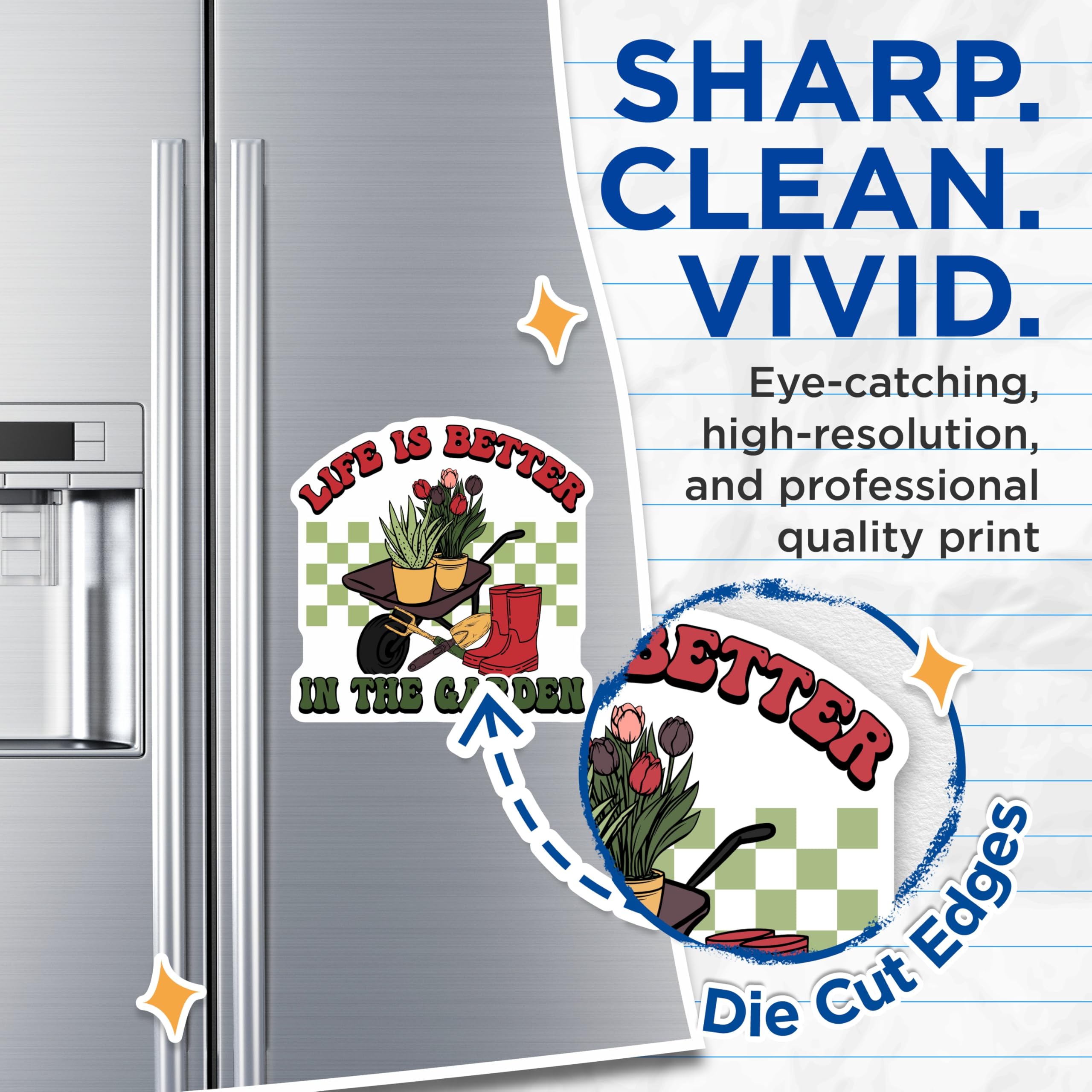 (2 Pack) Garden Magnets - Life is Better - Gardening Decor - 5" On Longest Side - Premium Magnet - for Cars, Refrigerators, Toolboxes, Lockers - Made in USA - MAG18309