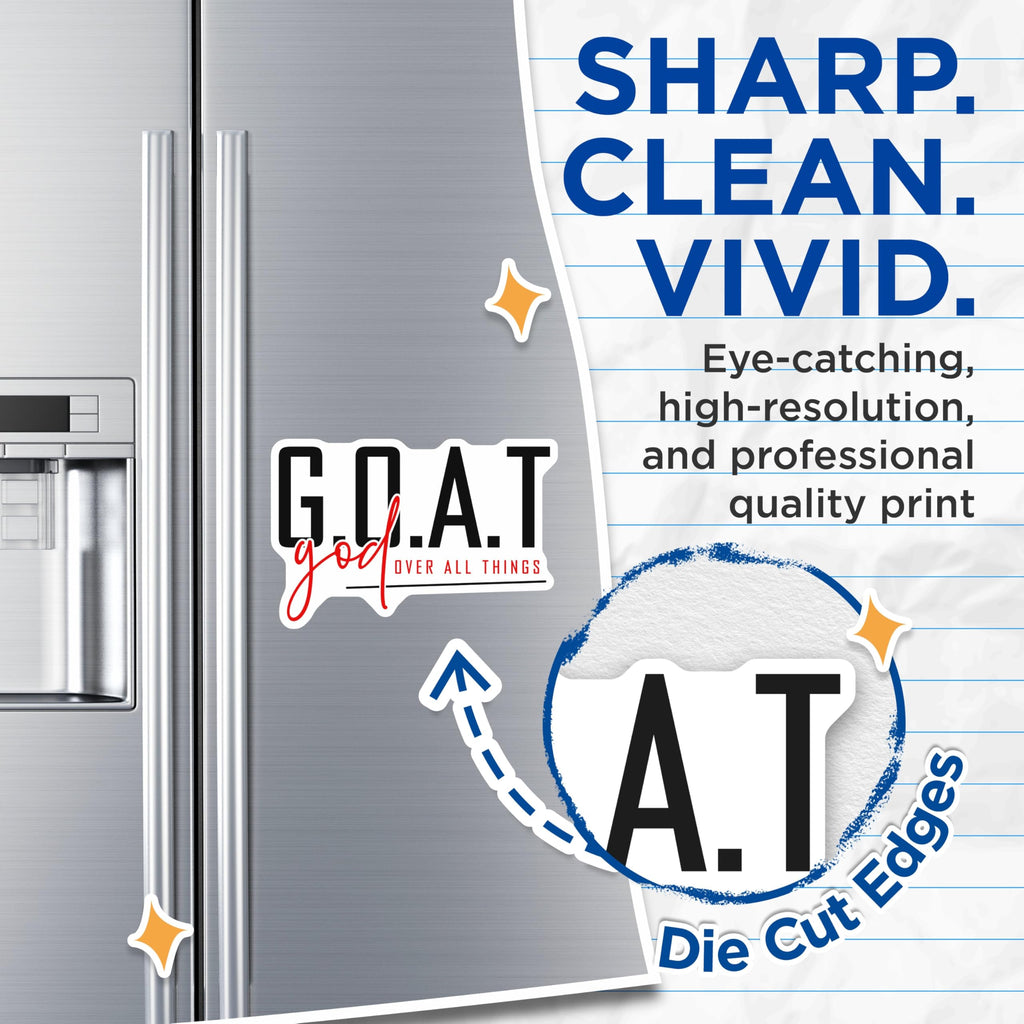 (2 Pack) Christian G.O.A.T. Magnets - God Over All Things - Faith Based Inspiration Decor - 5 Inches On Longest Side - Thick Durable Magnet - Made in USA - MAG26729