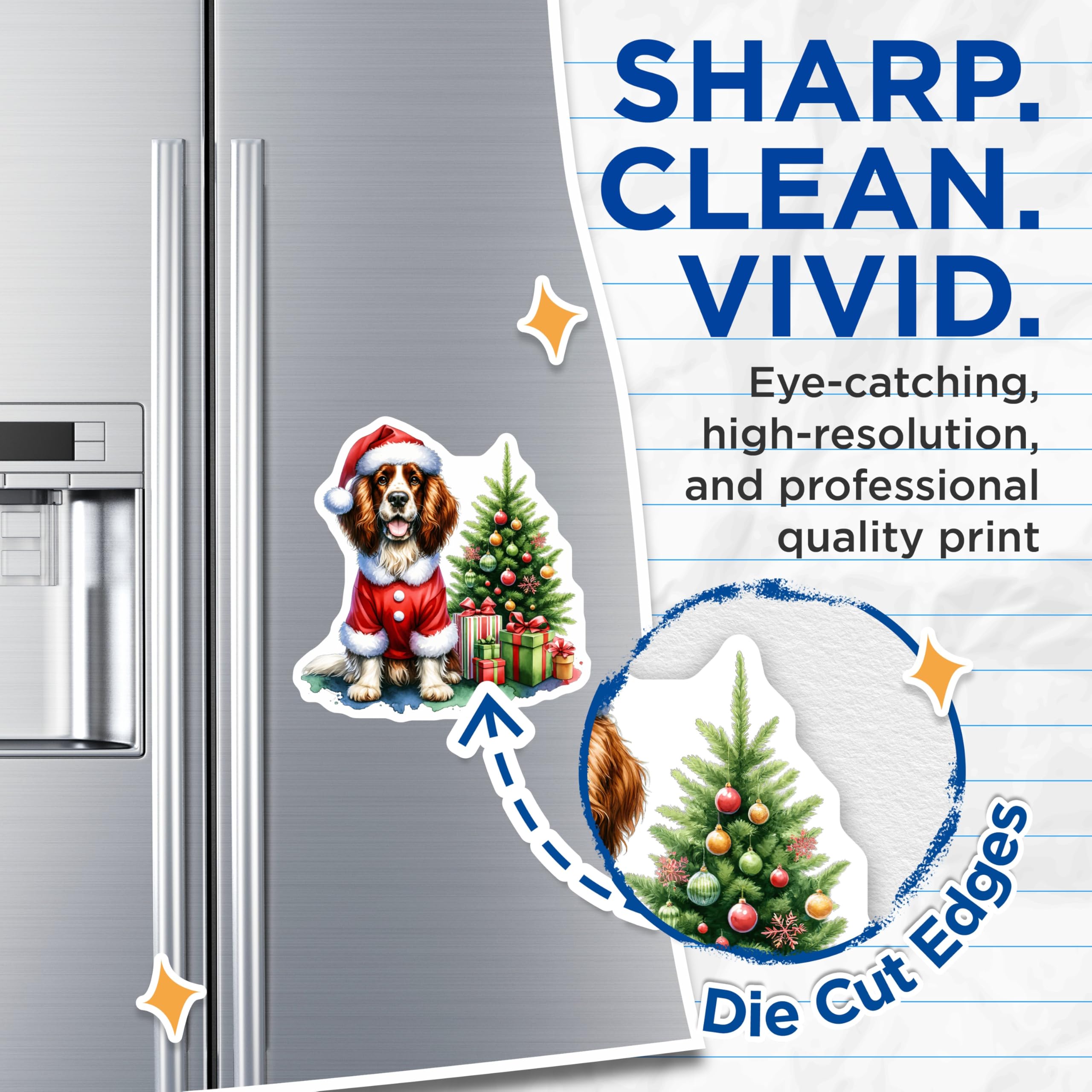(2 Pack) Christmas Santa Dog Magnets - Holiday Cavalier Puppy Decor - Festive Winter Refrigerator Display - 5 Inches On Longest Side - Thick Durable Magnet - Made in USA - MAG24580