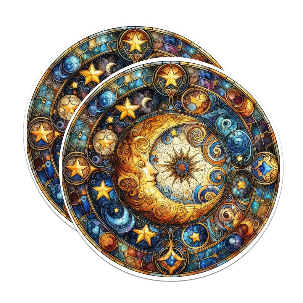 (2 Pack) Celestial Moon Magnets - Astrological Celestial Solar System - 5 Inches On Longest Side - Premium Magnet - for Cars, Refrigerators, Toolboxes - Made in USA - MAG2132