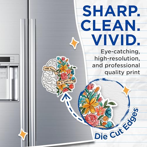 (2 Pack) Inspirational Brain Magnets - Mental Health Reminder Magnets - Positive Affirmation Magnets for Home or Office- 5" On Longest Side - for Fridges, Toolboxes, Cars - Made in USA - MAG3054