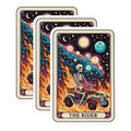 (3 Pack) The Rider Tarot Decals - Skeleton Driving Car - Burning Car Illustration - 3 Inches On Longest Side - Easy Peel & Apply - Made in USA - 3MCS4255