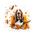 (2 Pack) Basset Hound Magnets - Fall Leaves Pet Dog Art - Autumn Kitchen Decor - 5 Inches On Longest Side - Thick Durable Magnet - Made in USA - MAG25809