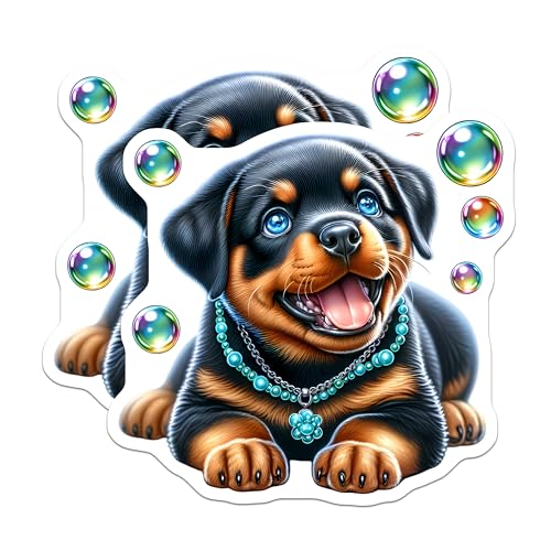 (2 Pack) Cute Puppy Stickers - Dog Lover - Bright Colorful Design - 5" On Longest Side - Sticks to Smooth Flat Surfaces - Made in USA - BMCS9627
