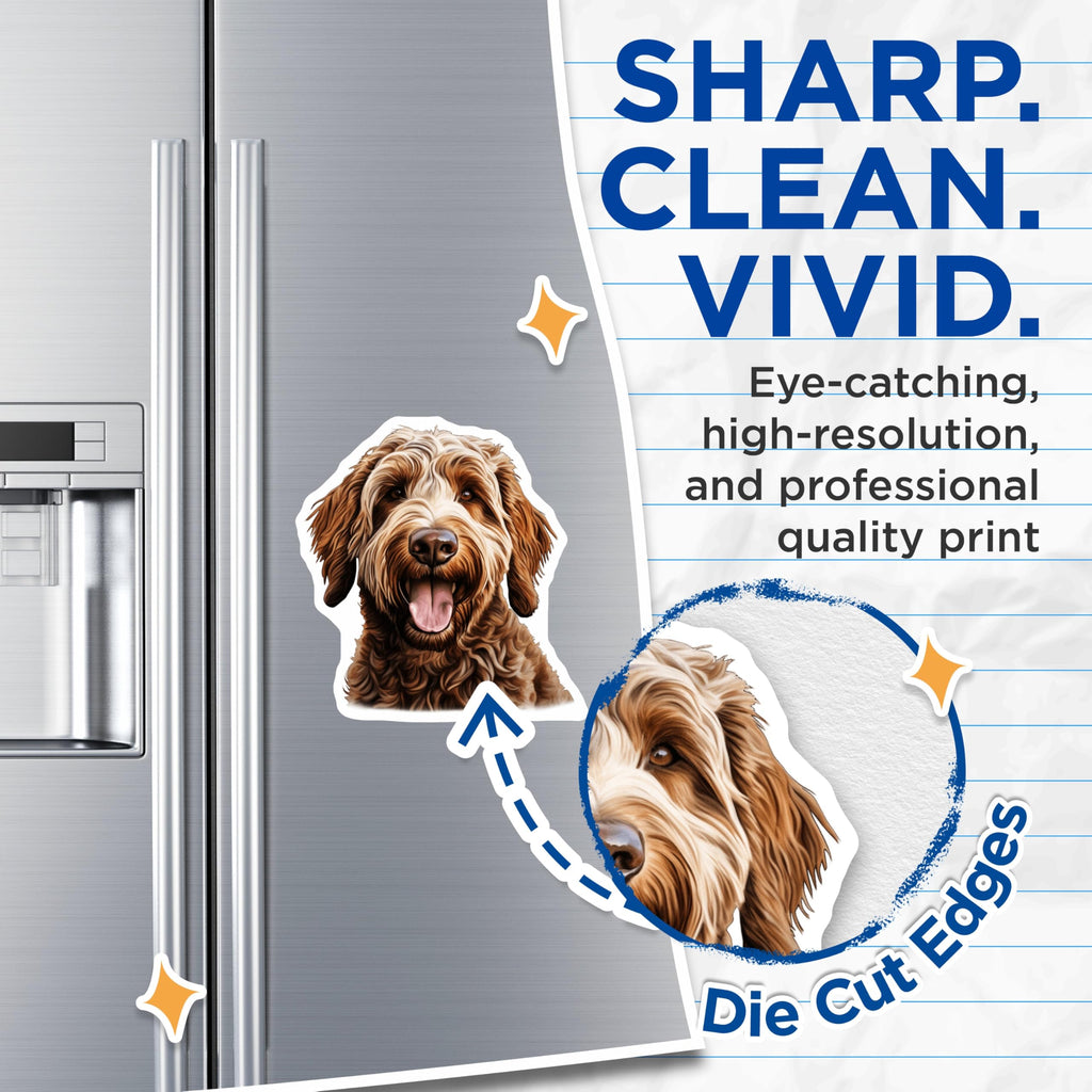 (2 Pack) Labradoodle Goldendoodle Magnets - Happy Doodle Dog Lover Kitchen Fridge Magnet - Pet Mom Dad Animal Art Decor - 5 Inches On Longest Side - Thick Durable Magnet - Made in USA - MAG27271